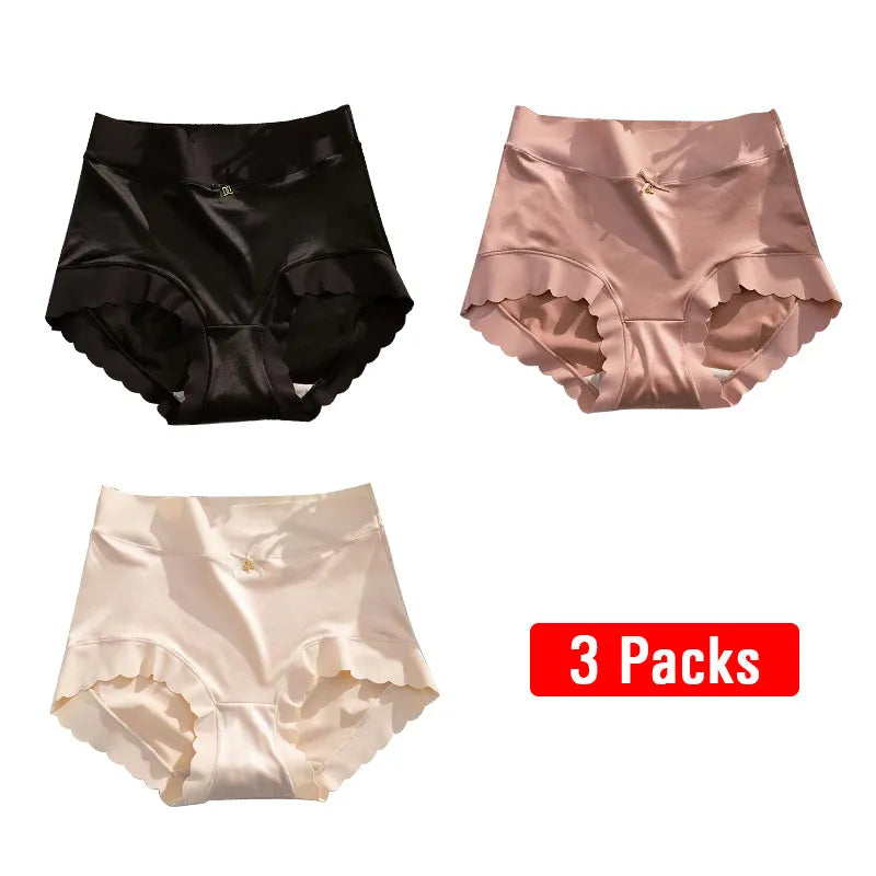 3PCS Satin ice Silk Seamless Tummy Control Panties🌸