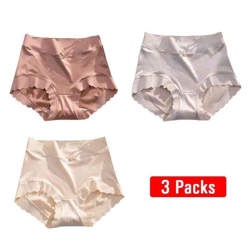 3PCS Satin ice Silk Seamless Tummy Control Panties🌸