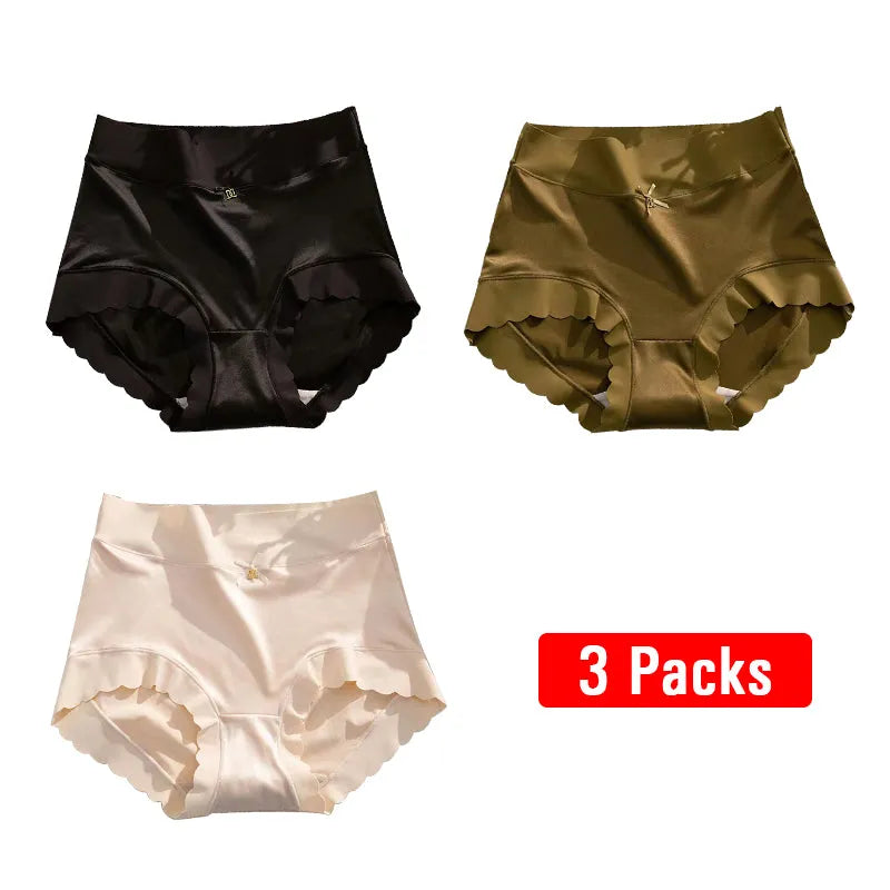 3PCS Satin ice Silk Seamless Tummy Control Panties🌸