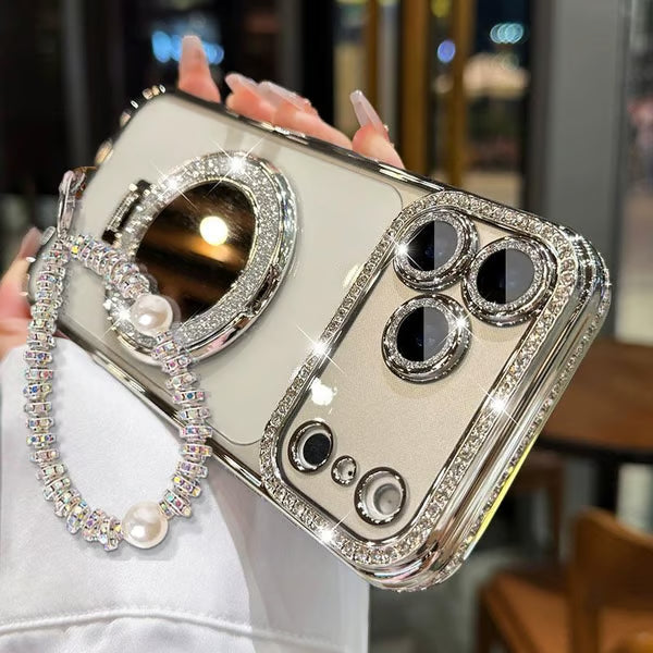 ✨💎Sparkling Diamond Women's Phone Case with Mirror & Stand for iPhone💖