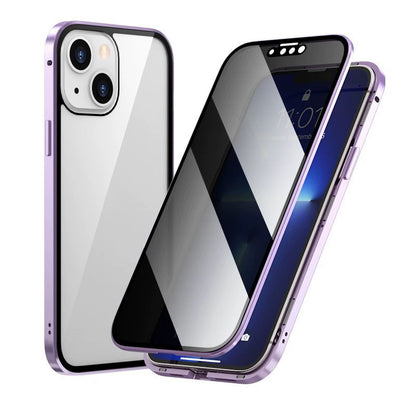 Magnetic double-sided anti-peep glass mobile phone case for iPhone
