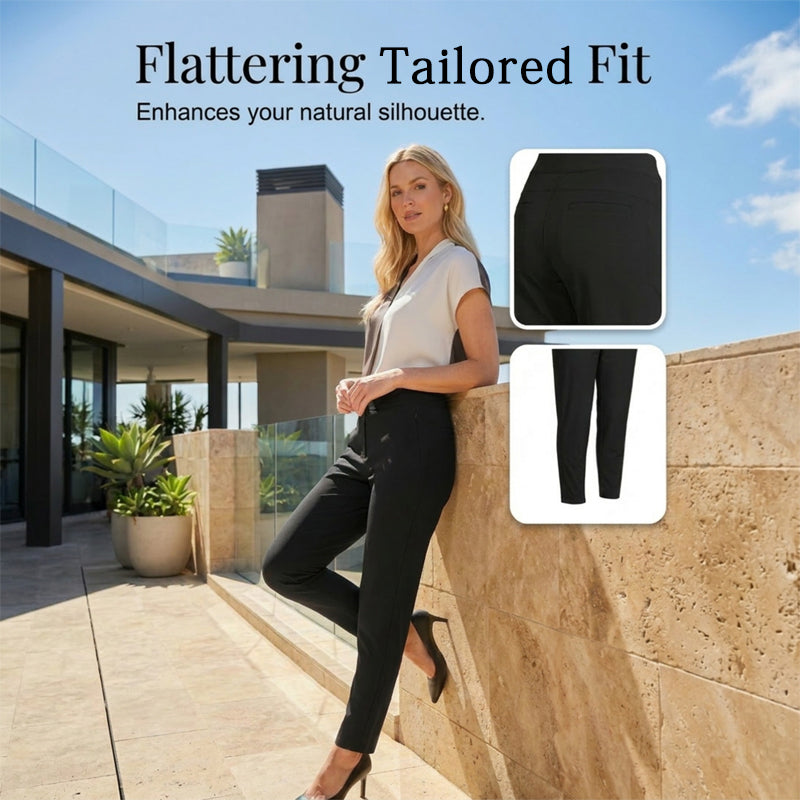 👖🌞Women’s Fitted High-Waisted Zip-Pocket Trousers