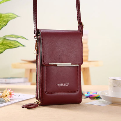 Simple and elegant women's touchscreen crossbody phone wallet