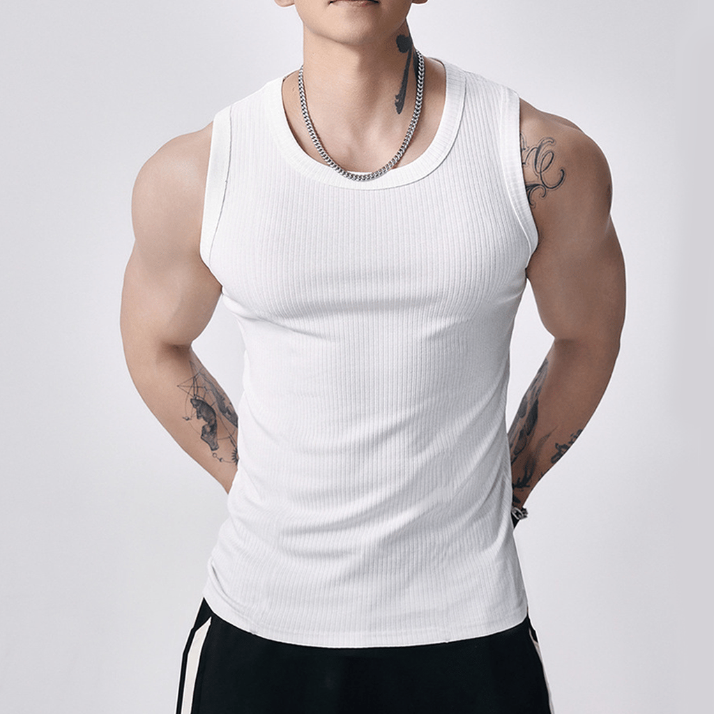 Men's Wide Strap Ribbed Tank Top