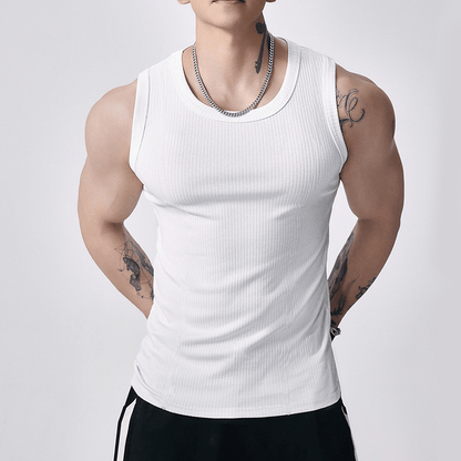 Men's Wide Strap Ribbed Tank Top
