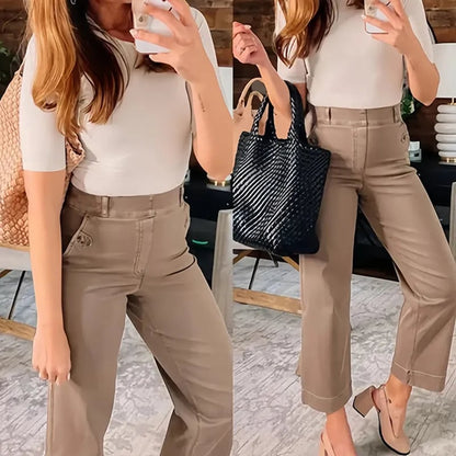 🔥2024 HOT SALE🔥Stretch Twill Cropped Wide Leg Pants