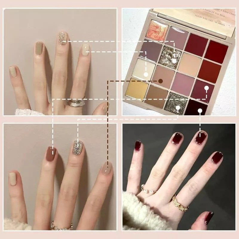 16 Color Solid Canned Nail Polish Gel Nail Salon Gel Semi Permanent Varnishes Hybrid Nails Gel For Nail Art UV LED