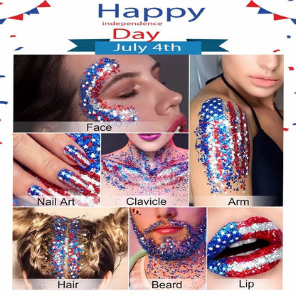 🎉Festival celebrations & World Cup festivities ⚽ Red, White & Blue Body & Hair Sparkle