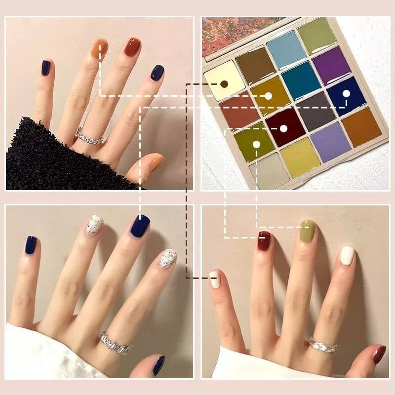 16 Color Solid Canned Nail Polish Gel Nail Salon Gel Semi Permanent Varnishes Hybrid Nails Gel For Nail Art UV LED