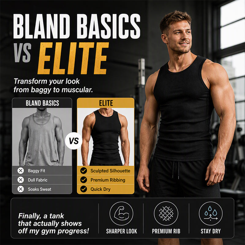 Men's Wide Strap Ribbed Tank Top