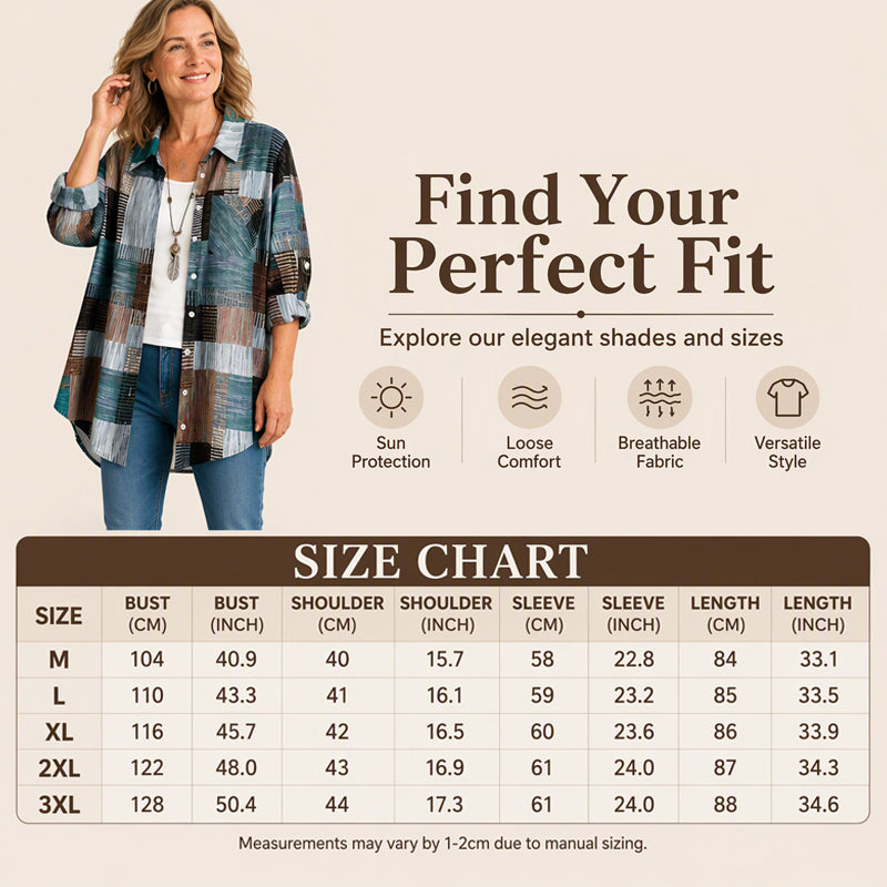 Casual Loose Fit Plaid Long Sleeve Shirt Plus Size Sun Protection Outerwear for Spring and Autumn