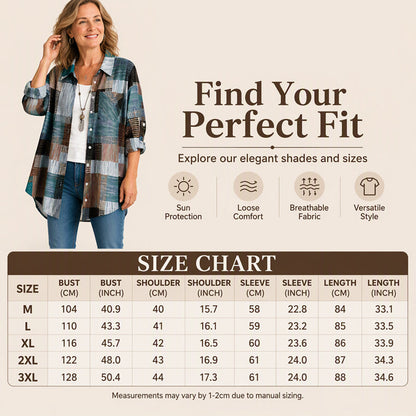 Casual Loose Fit Plaid Long Sleeve Shirt Plus Size Sun Protection Outerwear for Spring and Autumn