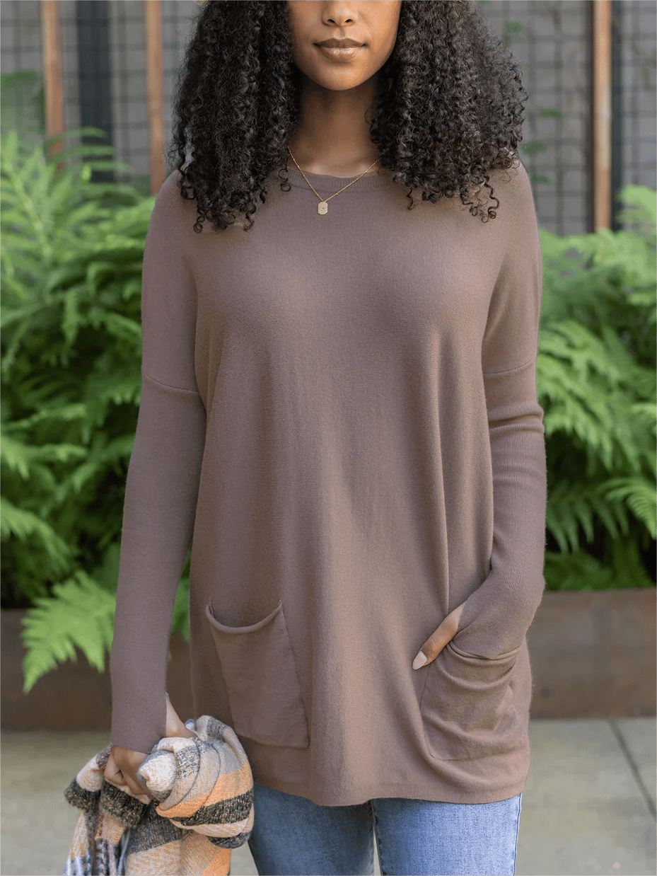 🍁New for autumn✨LONG SLEEVE THUMBHOLE SWEATER POCKET TUNIC