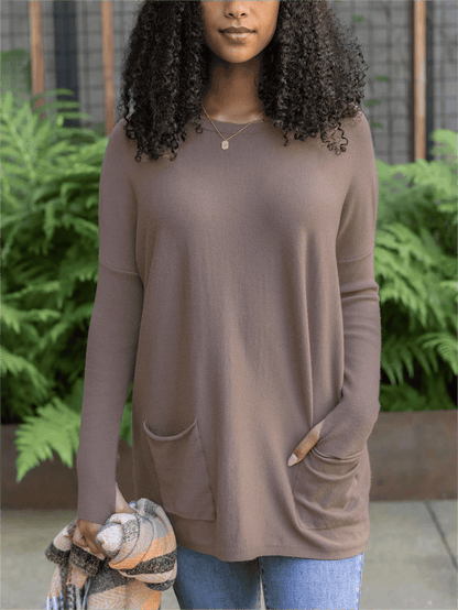 🍁New for autumn✨LONG SLEEVE THUMBHOLE SWEATER POCKET TUNIC