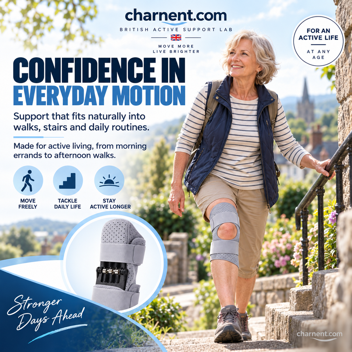 Spring-Assisted Knee Brace, Knee Support & Knee Booster for Elderly – Dynamic Spring Loaded Knee Stabilize Technology, Ergonomic Patella Support with Adjustable Straps for Stairs, Squatting, Daily Activities