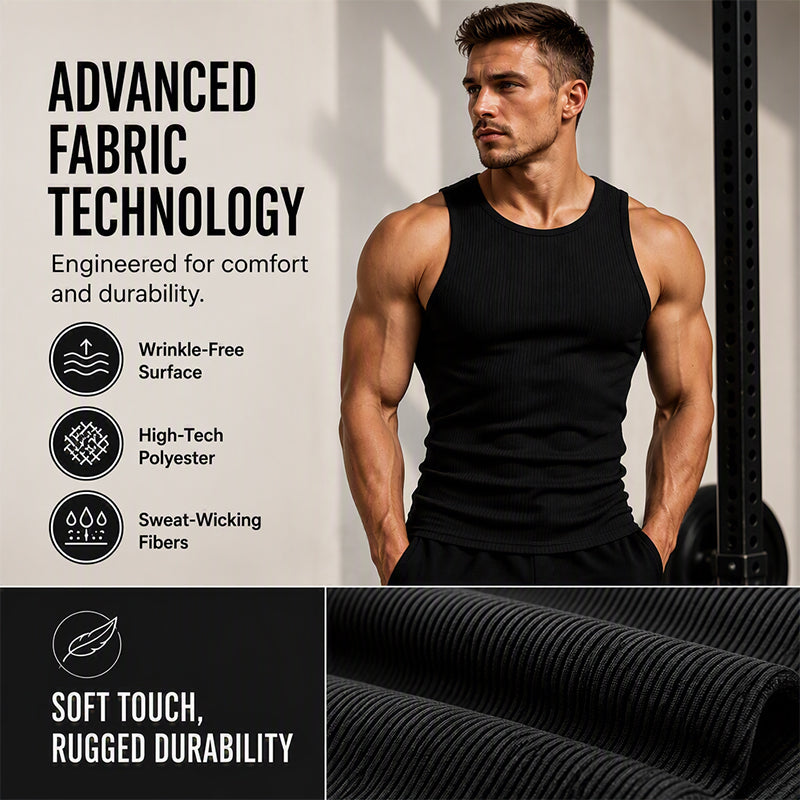 Men's Wide Strap Ribbed Tank Top