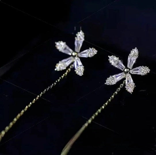 💥Black Friday Sales - 50% OFF💥Shiny Diamond Flower Earring Tassel