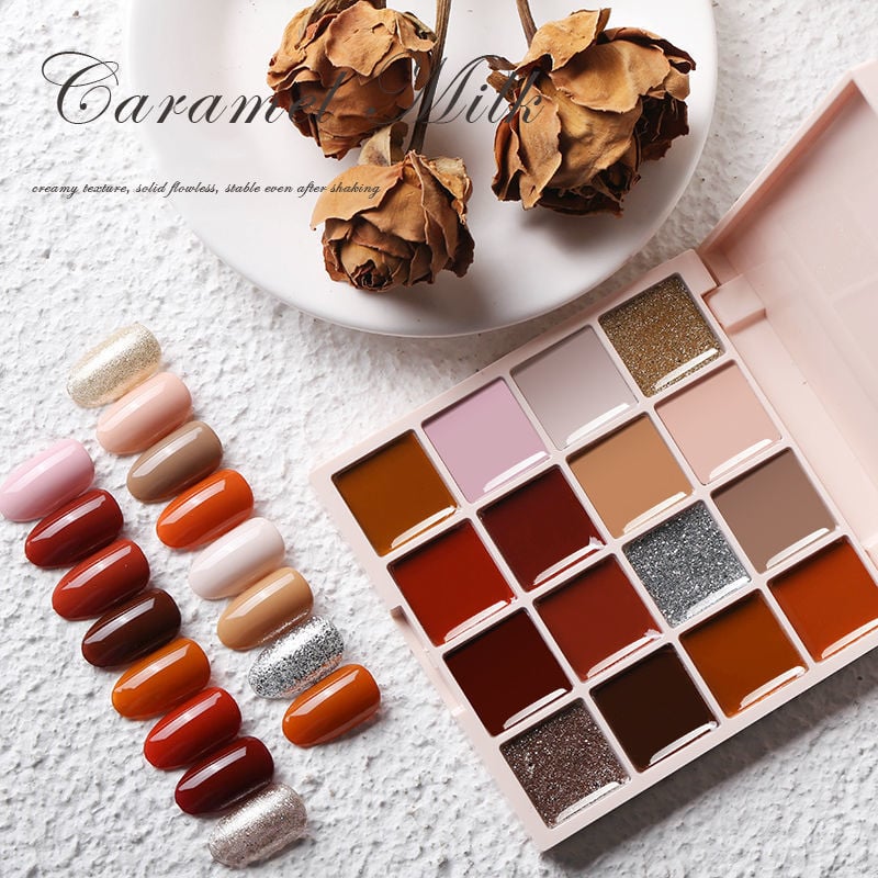 16 Color Solid Canned Nail Polish Gel Nail Salon Gel Semi Permanent Varnishes Hybrid Nails Gel For Nail Art UV LED