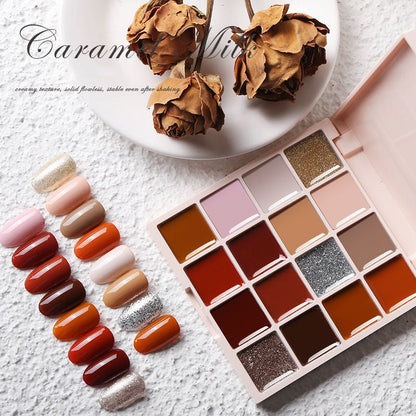 16 Color Solid Canned Nail Polish Gel Nail Salon Gel Semi Permanent Varnishes Hybrid Nails Gel For Nail Art UV LED