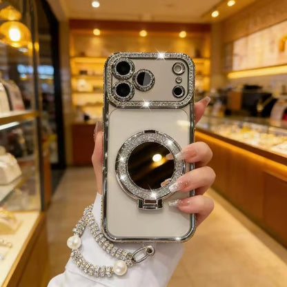 ✨💎Sparkling Diamond Women's Phone Case with Mirror & Stand for iPhone💖