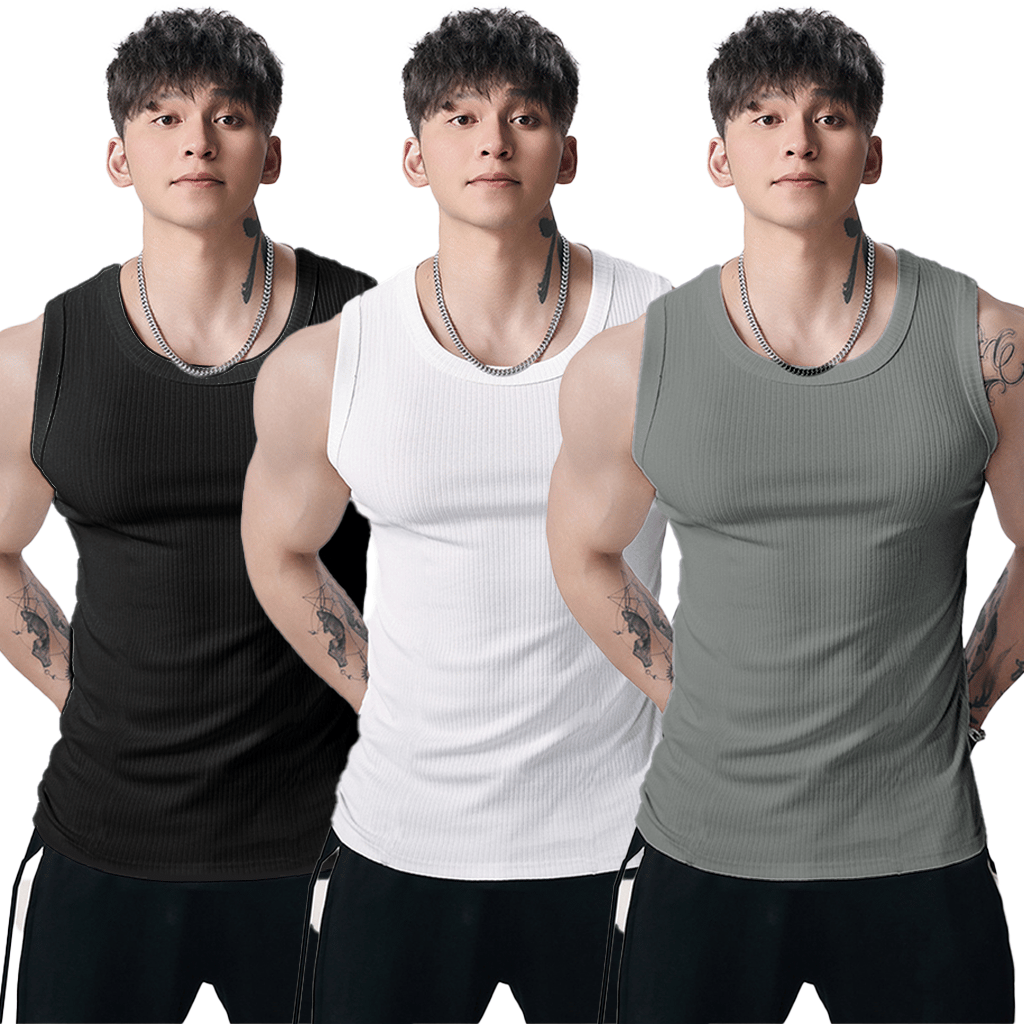 Men's Wide Strap Ribbed Tank Top