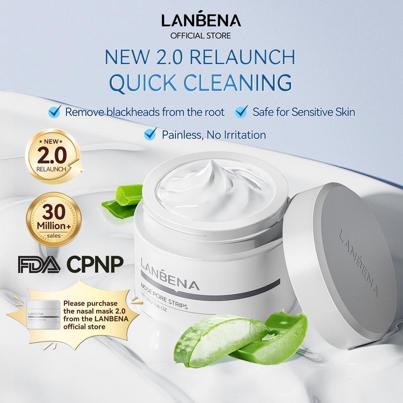LANBENA 2.0 Blackhead Remover, Nose Plants Pore Strips Deep Cleansing Peel off Mask , 60Pcs Nose Strips Black Heads Remover from Face-New Year Gift