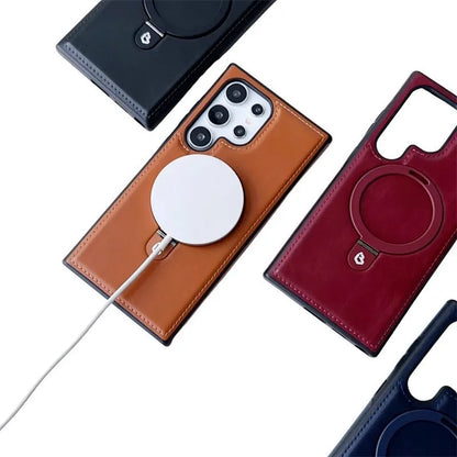 Full Faux Leather Shockproof Magnetic Case for Samsung S23-S25 Series