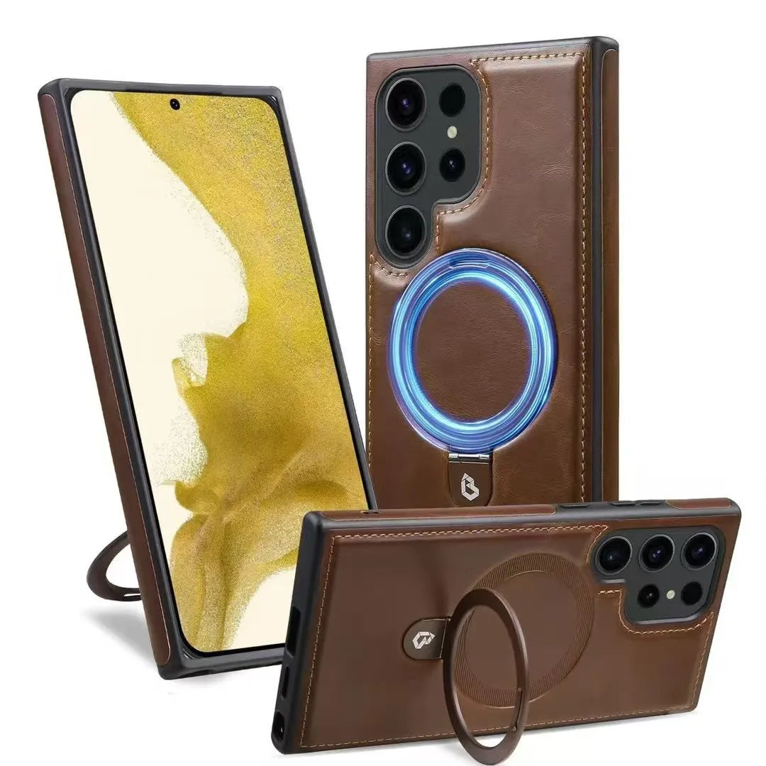 Full Faux Leather Shockproof Magnetic Case for Samsung S23-S25 Series