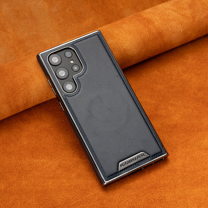Leather Exterior and Suede Interior Luxury Case Cover for Samsung Galaxy S23-S25 Series