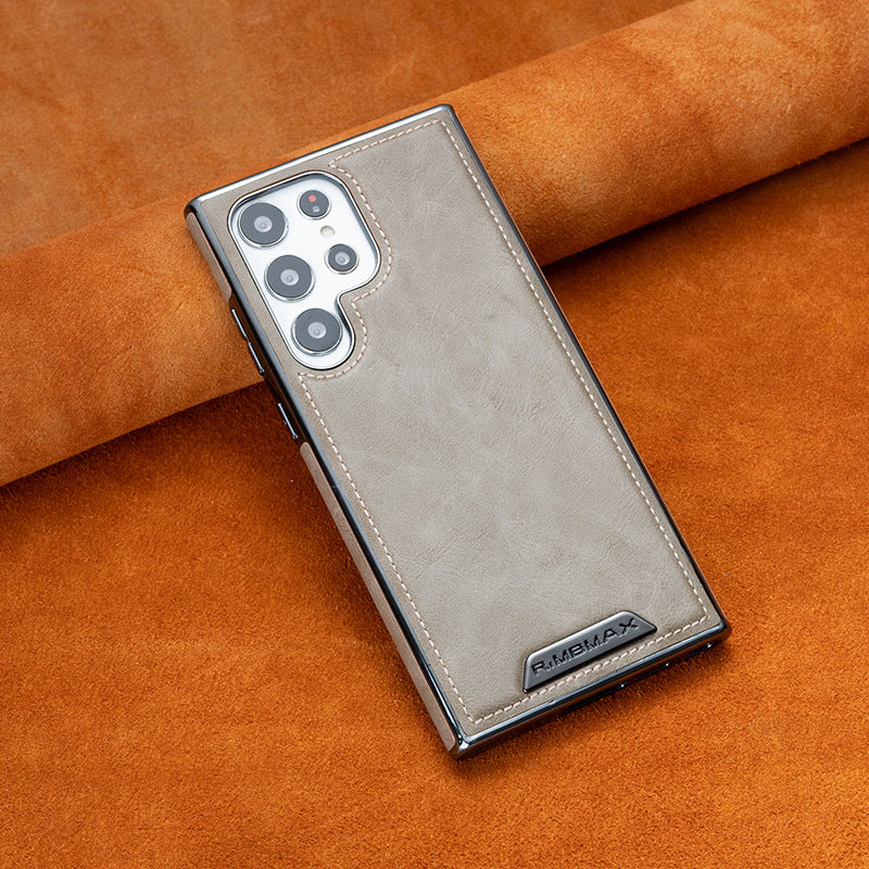 Leather Exterior and Suede Interior Luxury Case Cover for Samsung Galaxy S23-S25 Series