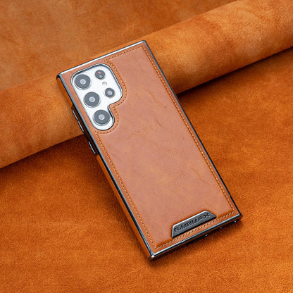 Leather Exterior and Suede Interior Luxury Case Cover for Samsung Galaxy S23-S25 Series