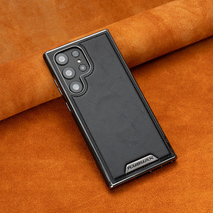 Leather Exterior and Suede Interior Luxury Case Cover for Samsung Galaxy S23-S25 Series