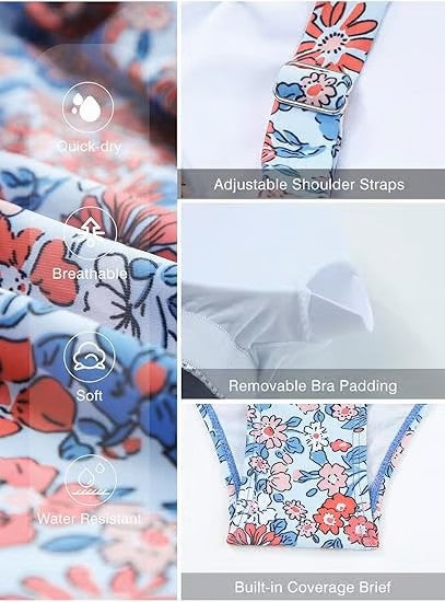 💥Last Day Special Sale 50% OFF🩱Women Vintage Tummy Control Two Piece Tankini Swimsuits