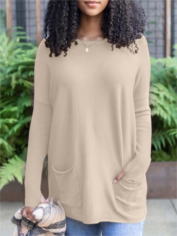 🍁New for autumn✨LONG SLEEVE THUMBHOLE SWEATER POCKET TUNIC