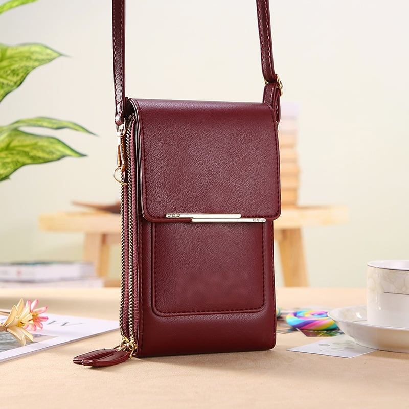 🏆👜📱 Simple and elegant women's touchscreen crossbody phone wallet
