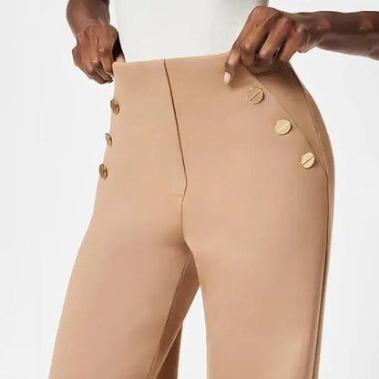 🎁-High Stretch Tummy Control Button Wide Leg Pants