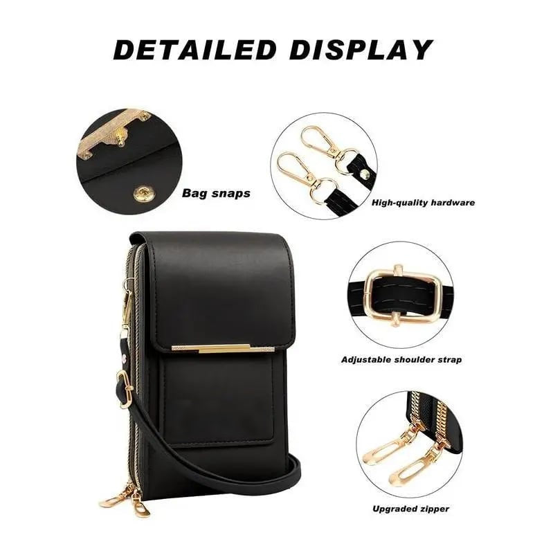🏆👜📱 Simple and elegant women's touchscreen crossbody phone wallet