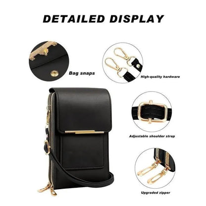🏆👜📱 Simple and elegant women's touchscreen crossbody phone wallet