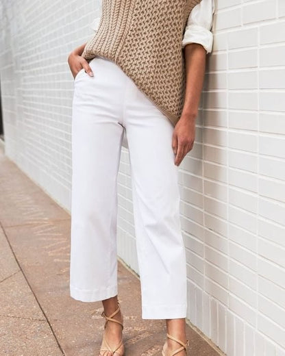 🔥2024 HOT SALE🔥Stretch Twill Cropped Wide Leg Pants