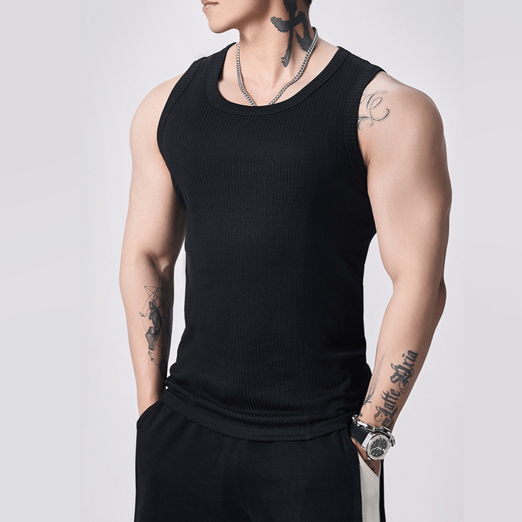 Men's Wide Strap Ribbed Tank Top