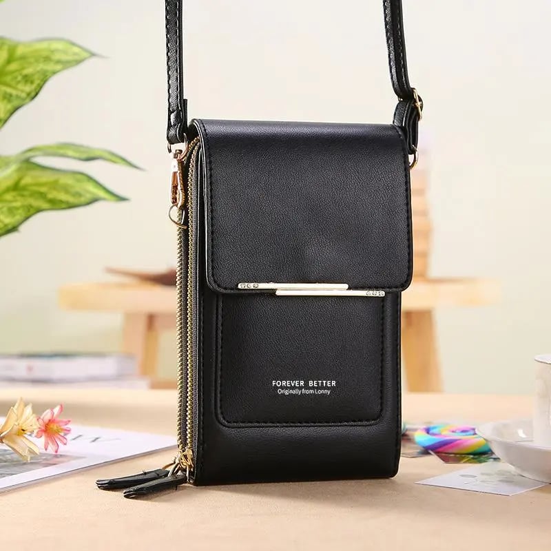 Simple and elegant women's touchscreen crossbody phone wallet