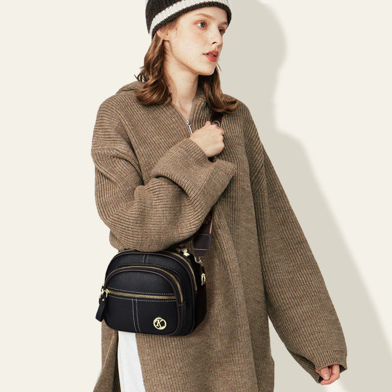 🎉Limited Time 50% 0FF🎁Classic Multifunctional Compartments Adjustable Wide Shoulder Strap PU Leather Crossbody Bag