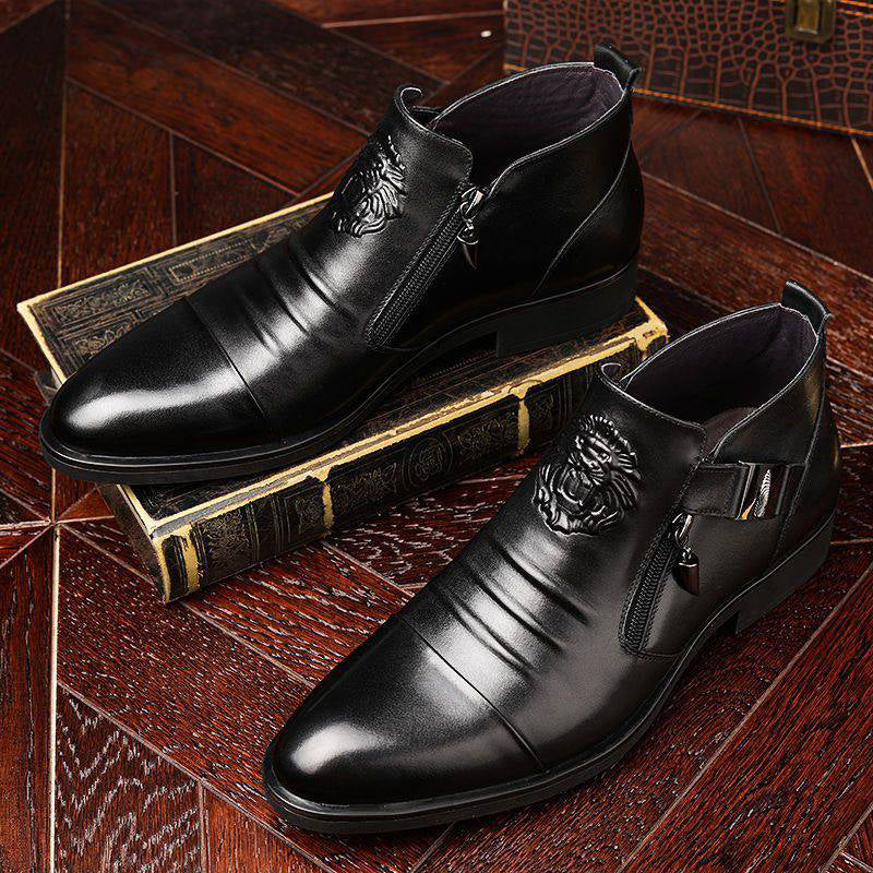 🍁New for autumn✨Leather Ankle Boots with Double Side Zipper and Pointed Toes for Men
