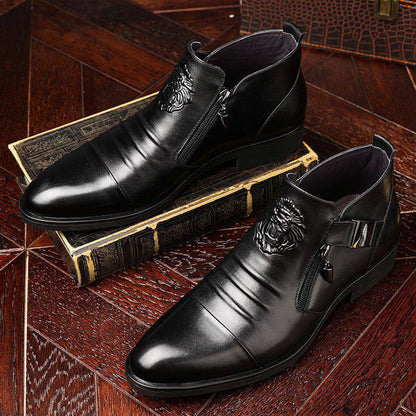 🍁New for autumn✨Leather Ankle Boots with Double Side Zipper and Pointed Toes for Men