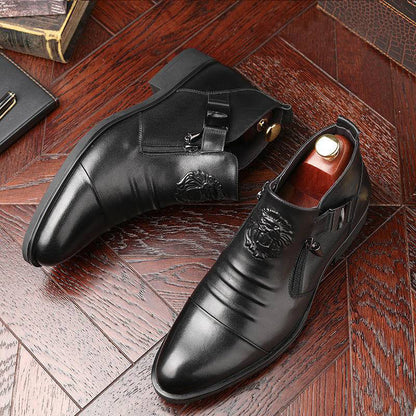 🍁New for autumn✨Leather Ankle Boots with Double Side Zipper and Pointed Toes for Men