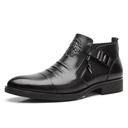 🍁New for autumn✨Leather Ankle Boots with Double Side Zipper and Pointed Toes for Men