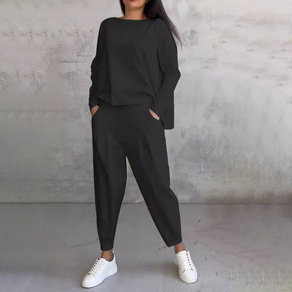🎉HOT SALE💖Round-Neck Long-Sleeved Top ＆ Pants 2-Piece Set