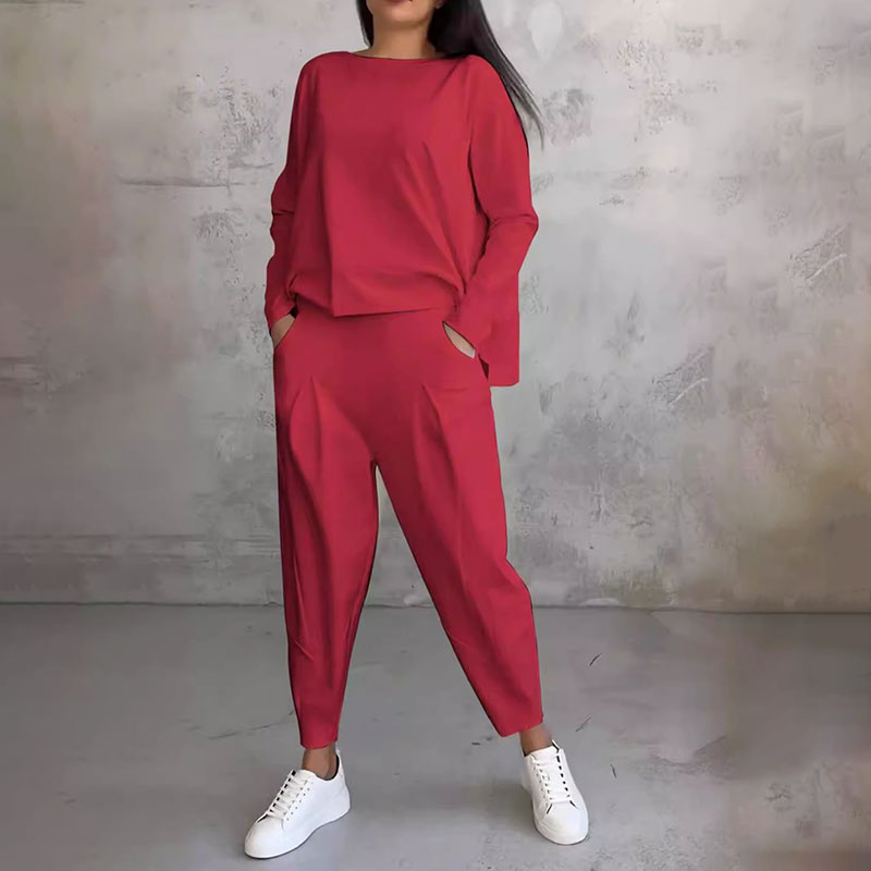 🎉HOT SALE💖Round-Neck Long-Sleeved Top ＆ Pants 2-Piece Set