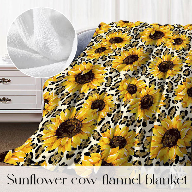 FORCOZY-PRO Soft Cozy Sunflower Cow Print Blanket(Extended lengths are sold)