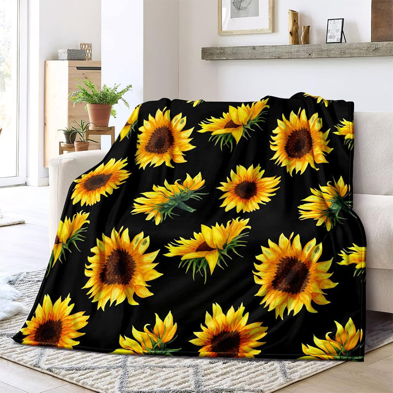 FORCOZY-PRO Soft Cozy Sunflower Cow Print Blanket(Extended lengths are sold)